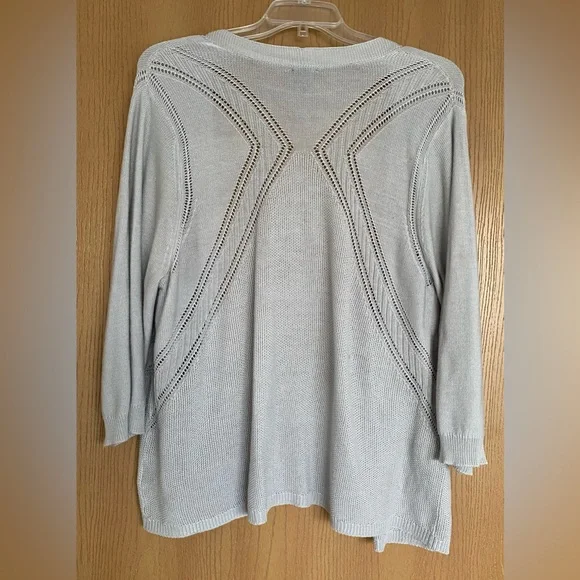 Worthington Woman Light Gray Open-Front Cardigan - Plus Size 3X - Picture 2 of 6